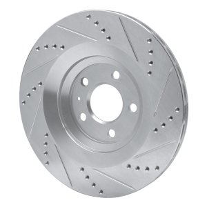 Audi S6 Brake Rotor (1) - Rear Left - R1 Concepts - Drilled & Slotted - Silver - `07-`11